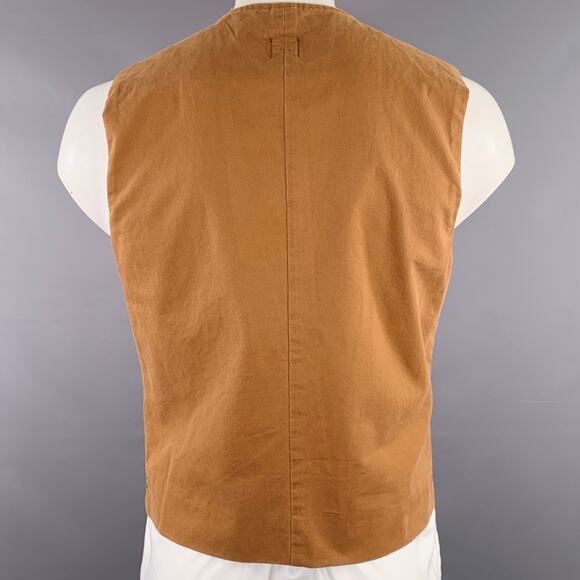 DANIELE ALESSANDRINI Size L Khaki Cotton Buttoned Vest - Picture 3 of 8